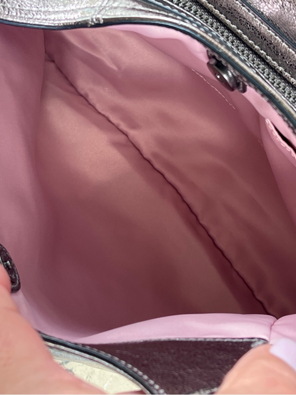 COACH Madison Maggie Metallic Crackled Leather Hobo Bag - Picture 8 of 12